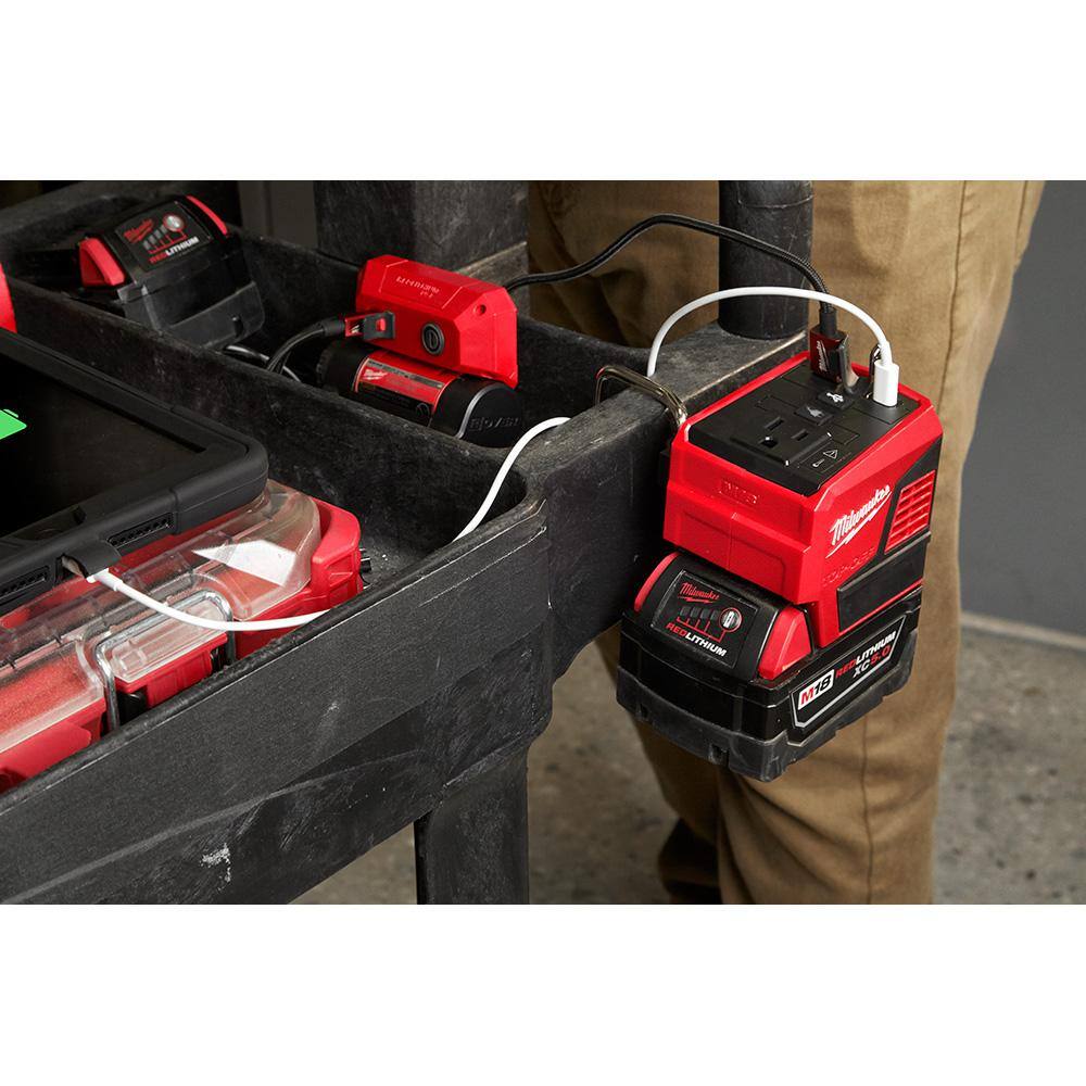 Milwaukee M18 18-Volt Lithium-Ion 175-Watt Powered Compact Inverter for M18 Batteries w/ 5.0 Ah Battery Pack (2-Pack)