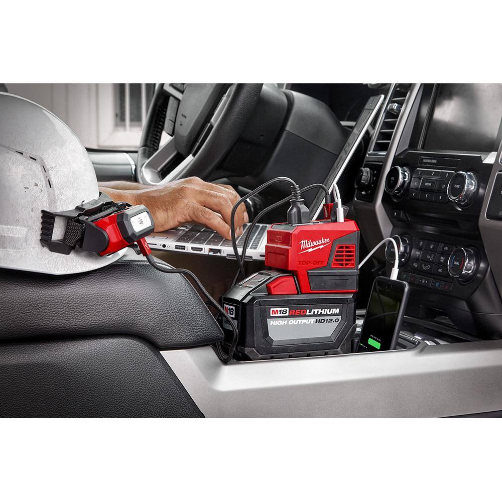 Milwaukee M18 18-Volt Lithium-Ion 175-Watt Powered Compact Inverter for M18 Batteries w/ 5.0 Ah Battery Pack (2-Pack)