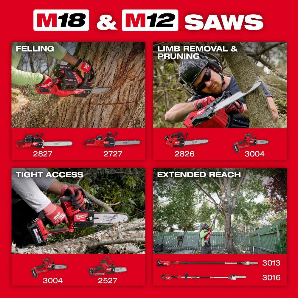 Milwaukee M18 FUEL 18V 10 in. Brushless Cordless Battery Powered QUIK-LOK Pole Saw w/ Articulating Hedge Trimmer Attachment