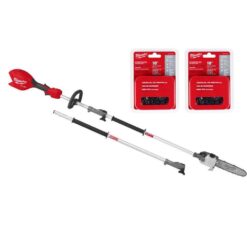 Milwaukee M18 FUEL 18V 10 in. Brushless Cordless Battery Powered Pole Saw with QUIK-LOK Attachment Capability & (2) Extra Chain