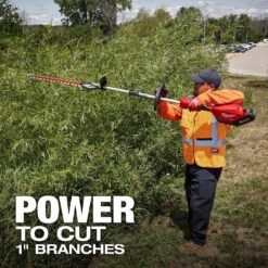 Milwaukee M18 FUEL 18V 10 in. Brushless Cordless Battery Powered QUIK-LOK Pole Saw w/ Hedge Trimmer Attachment