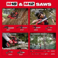 Milwaukee M18 Fuel 18V 10 in. Brushless Cordless Battery Powered Pole Saw Kit Quik-Lok Attachment Capability, 8.0 Forge Battery
