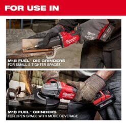 Milwaukee M18 FUEL 18V Lithium-Ion Brushless Cordless 1/4 in. Braking Die Grinder Slide Switch w/M18 3/8 in. Impact Wrench