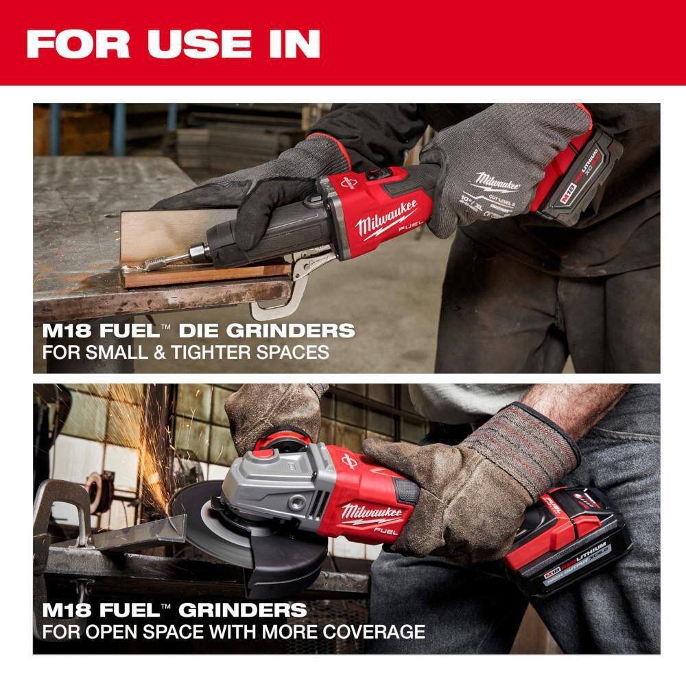 Milwaukee M18 FUEL 18V Lithium-Ion Brushless Cordless 1/4 in. Braking Die Grinder (Tool-Only) w/Mid Torque 1/2 in. Impact Wrench