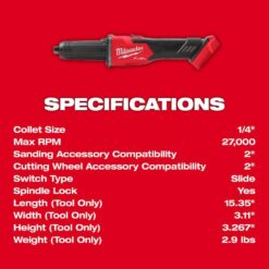 Milwaukee M18 FUEL 18V Lithium-Ion Brushless Cordless 1/4 in. Braking Die Grinder (Tool-Only) w/Mid Torque 1/2 in. Impact Wrench
