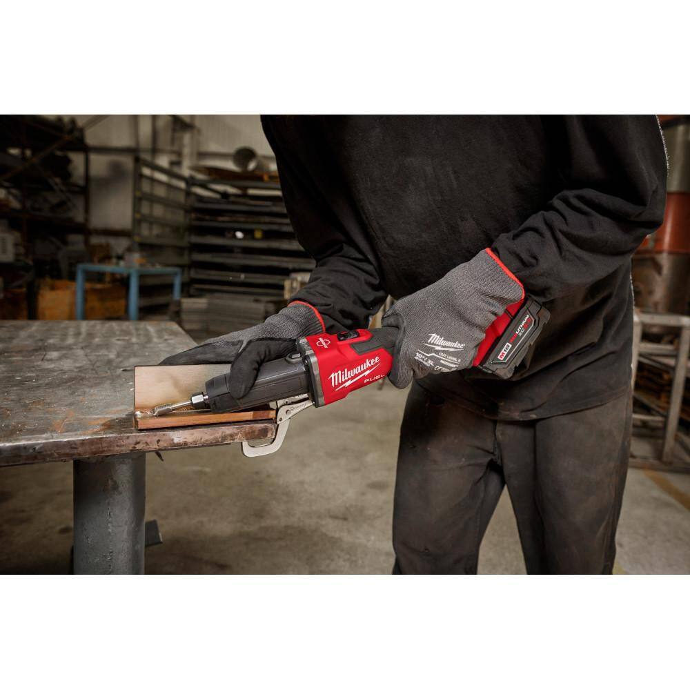 Milwaukee M18 FUEL 18V Lithium-Ion Brushless Cordless 1/4 in. Braking Die Grinder (Tool-Only) w/Mid Torque 1/2 in. Impact Wrench