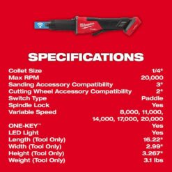Milwaukee M18 FUEL 18-Volt Lithium-Ion Brushless Cordless 2-3 in. Variable Speed Die Grinder Paddle Switch w/5.0Ah Battery