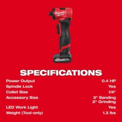 Milwaukee M12 FUEL 12V Lithium-Ion Brushless Cordless 1/4 in. Right Angle Die Grinder with M12 Cordless 3/8 in. Ratchet