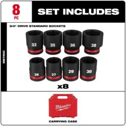 Milwaukee SHOCKWAVE 3/4 in. Drive Metric 6 Point Impact Socket Set (8-Piece)