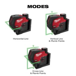 Milwaukee M12 12-Volt Lithium-Ion Cordless Green 125 ft. Cross Line and Plumb Points Laser Level Kit with 3.0 Ah Battery