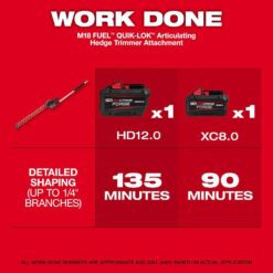 Milwaukee M18 FUEL 18V 16 in. Brushless Cordless QUIK-LOK String Trimmer/Blower Combo Kit w/ Hedge Trimmer & Extension Attachments