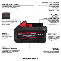 Milwaukee M18 18V Lithium-Ion REDLITHIUM FORGE HD 12.0 Ah Battery Pack w/M18 REDLITHIUM FORGE XC 8.0 Ah Battery Pack
