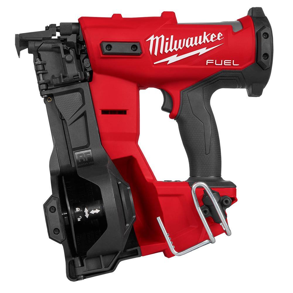 Milwaukee M18 FUEL 18-Volt Lithium-Ion Brushless Cordless Coil Roofing Nailer w/ M18 Rover LED Clamping Flood Light