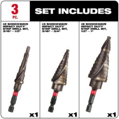 Milwaukee SHOCKWAVE Impact Duty Titanium Step Bit Kit (3-Piece)