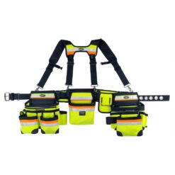 BUCKET BOSS Hi-Visibility 3-Bag Framer's Tool Belt with Suspenders Suspension Rig with 29-Pockets