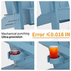 Mximu Oversize Modern Blue Plastic Outdoor Patio Adirondack Chair with Cup Holder