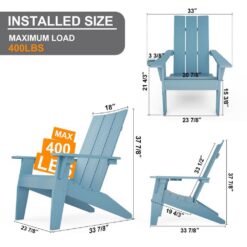 Mximu Oversize Modern Blue Plastic Outdoor Patio Adirondack Chair with Cup Holder