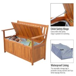 Outsunny 164.63 Gal. Natural Acacia Wood Deck Box with Seat