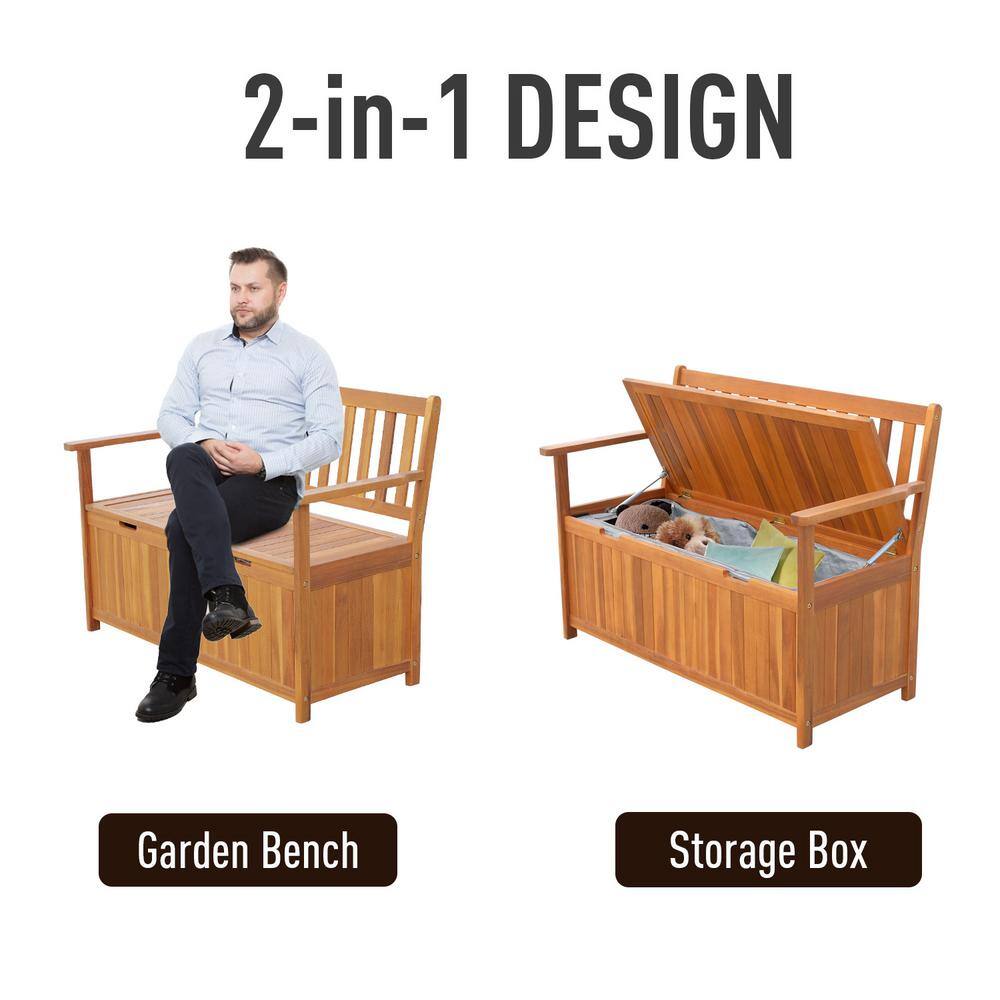 Outsunny 164.63 Gal. Natural Acacia Wood Deck Box with Seat