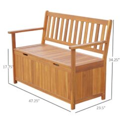 Outsunny 164.63 Gal. Natural Acacia Wood Deck Box with Seat