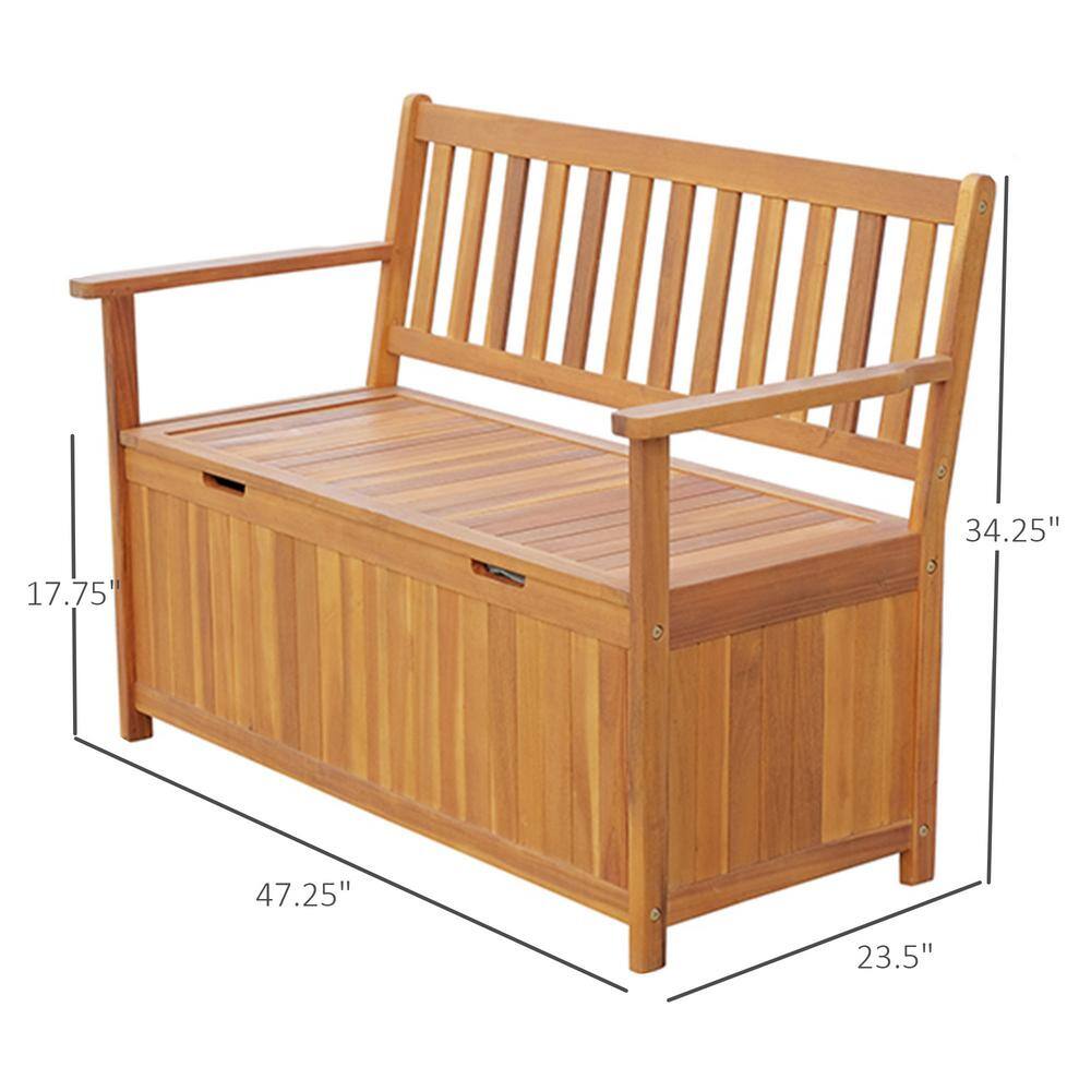 Outsunny 164.63 Gal. Natural Acacia Wood Deck Box with Seat