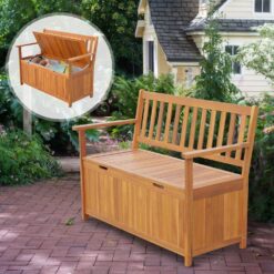 Outsunny 164.63 Gal. Natural Acacia Wood Deck Box with Seat