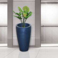 Mayne Modesto 42 in. Round Neptune Blue Polyethylene Planter