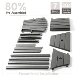 PASAMIC Light Grey HDPE Tall Adirondack Chair with Removable Double Connecting Trays for Deck, Balcony, Patio (2-Pack)