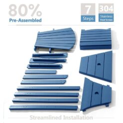 PASAMIC Blue HDPE Tall Adirondack Chair with Removable Double Connecting Trays for Deck, Balcony, Patio (2-Pack)