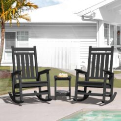 HDPE Black Adirondack Rocking Chair (1-Pack)