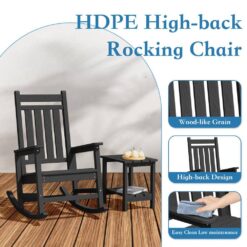 HDPE Black Adirondack Rocking Chair (1-Pack)
