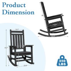 HDPE Black Adirondack Rocking Chair (1-Pack)