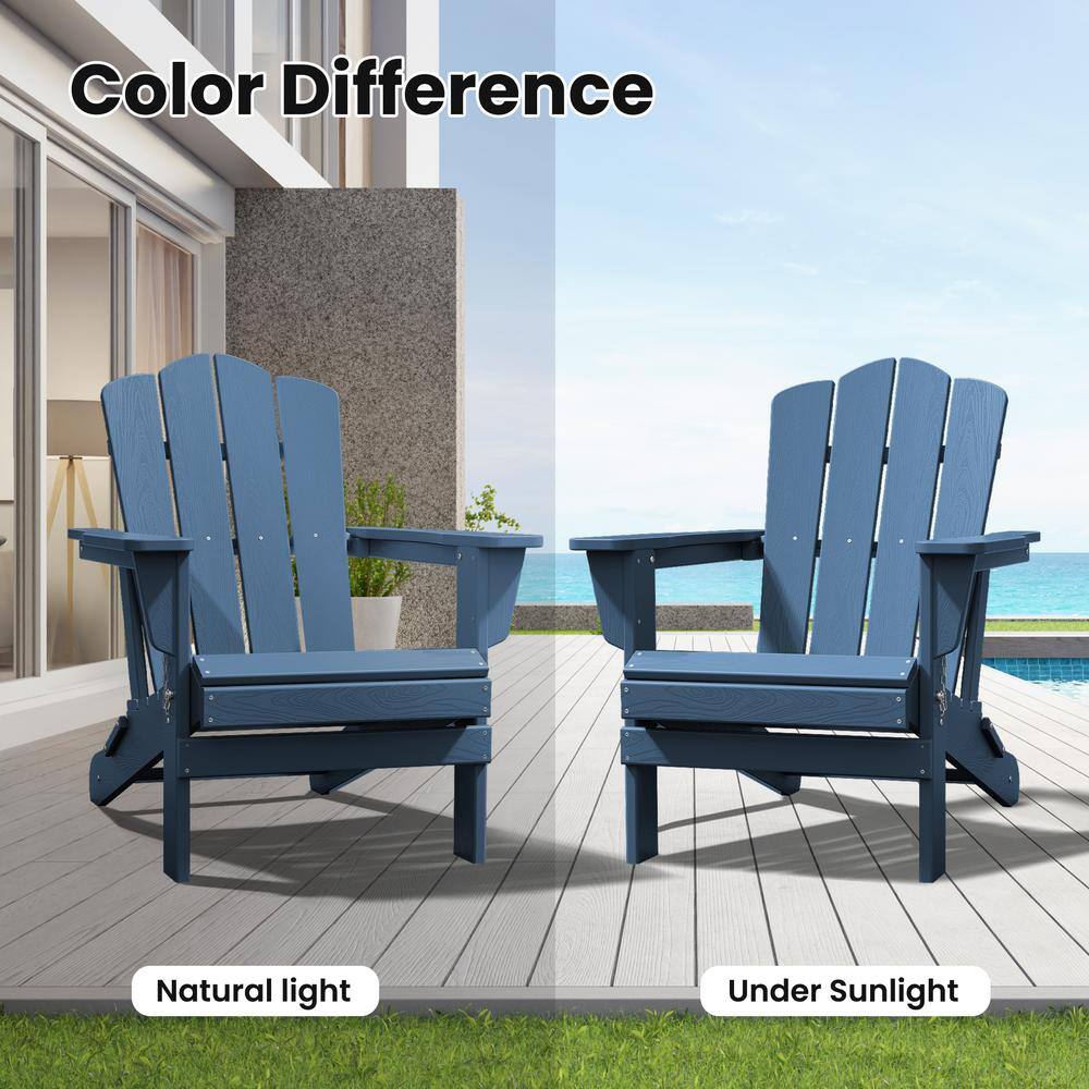 HDPE Classic Navy Folding Plastic Adirondack Chair (1-Pack)