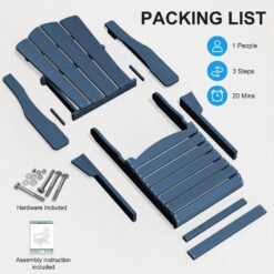 HDPE Classic Navy Folding Plastic Adirondack Chair (1-Pack)