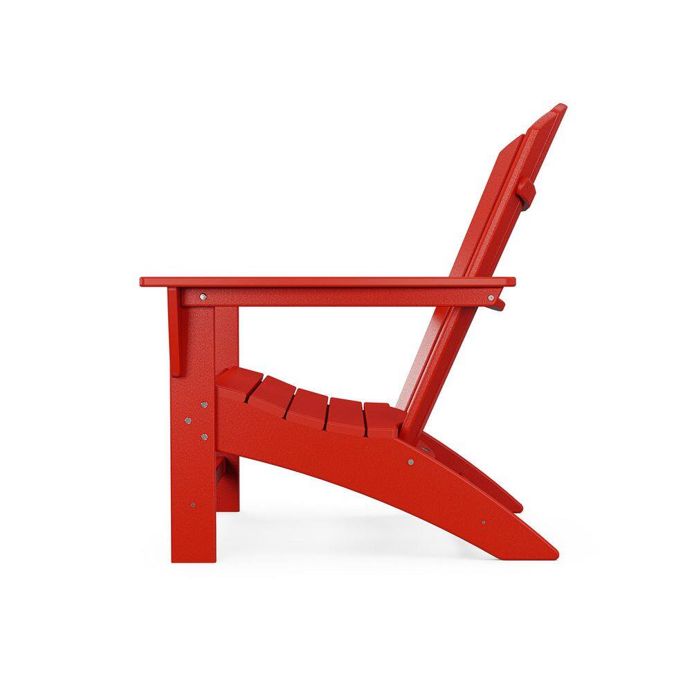 POLYWOOD Grant Park Traditional Curveback Sunset Red Plastic Outdoor Patio Adirondack Chair (Set of 1)