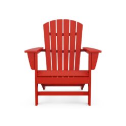 POLYWOOD Grant Park Traditional Curveback Sunset Red Plastic Outdoor Patio Adirondack Chair (Set of 1)