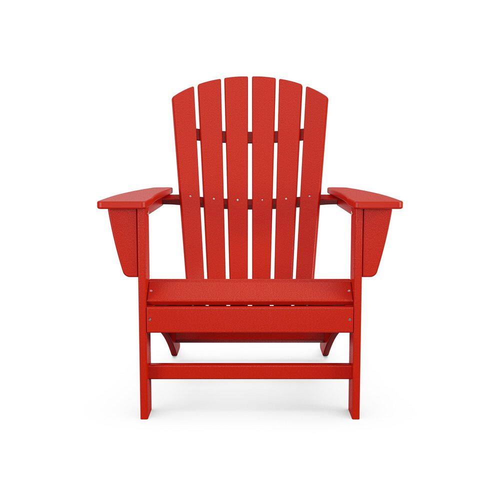 POLYWOOD Grant Park Traditional Curveback Sunset Red Plastic Outdoor Patio Adirondack Chair (Set of 1)
