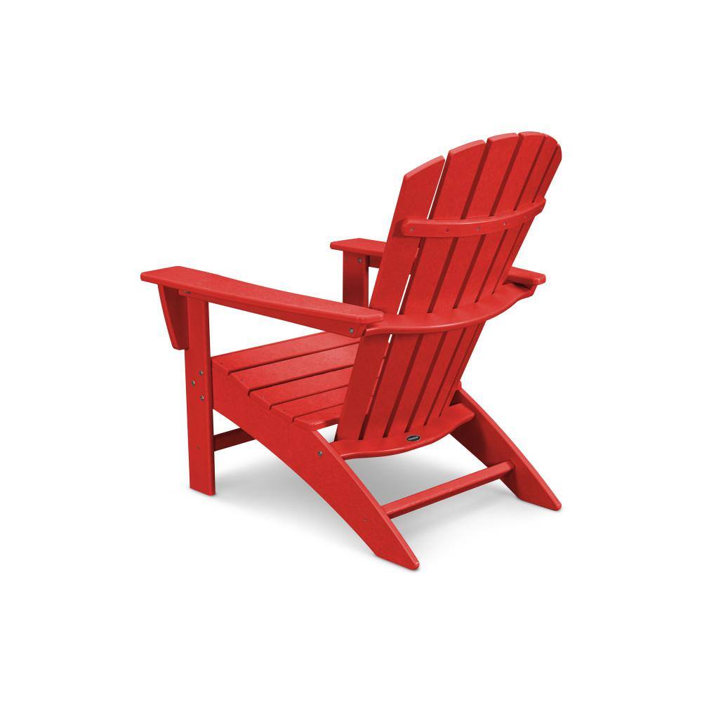 POLYWOOD Grant Park Traditional Curveback Sunset Red Plastic Outdoor Patio Adirondack Chair (Set of 1)