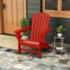 POLYWOOD Grant Park Traditional Curveback Sunset Red Plastic Outdoor Patio Adirondack Chair (Set of 1)