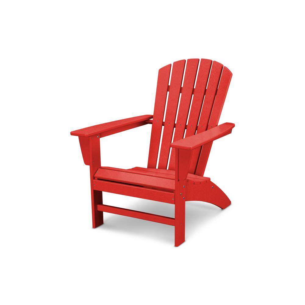 POLYWOOD Grant Park Traditional Curveback Sunset Red Plastic Outdoor Patio Adirondack Chair (Set of 1)