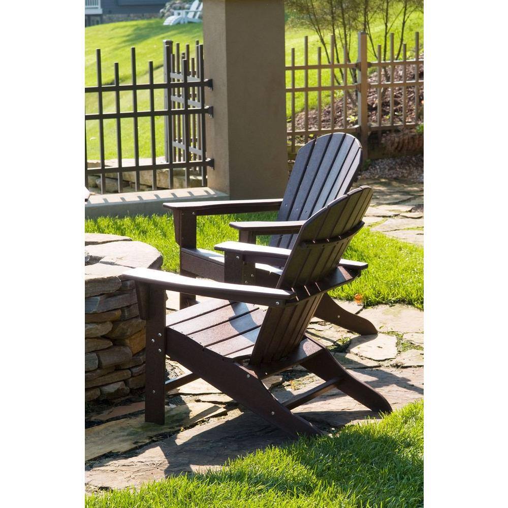 POLYWOOD South Beach Black Plastic Patio Adirondack Chair