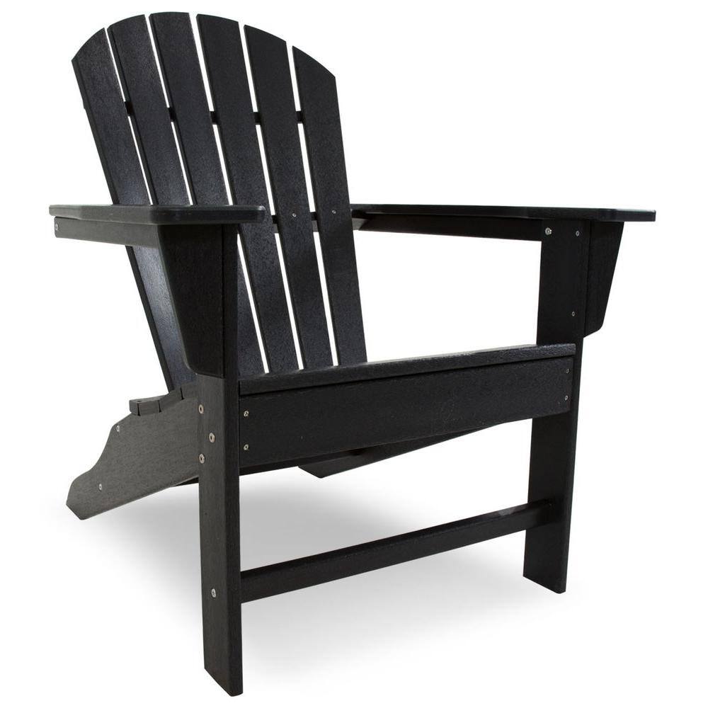 POLYWOOD South Beach Black Plastic Patio Adirondack Chair