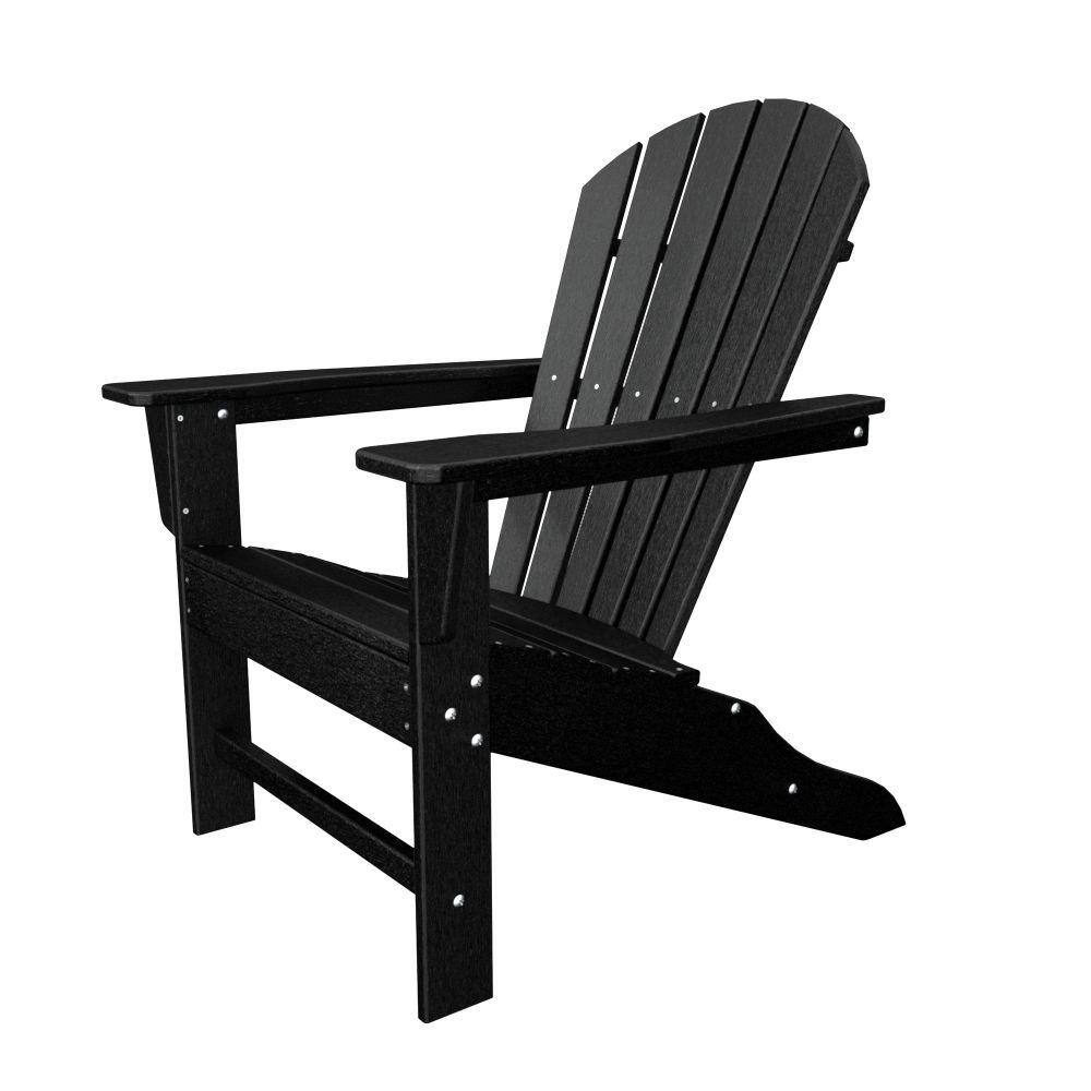 POLYWOOD South Beach Black Plastic Patio Adirondack Chair