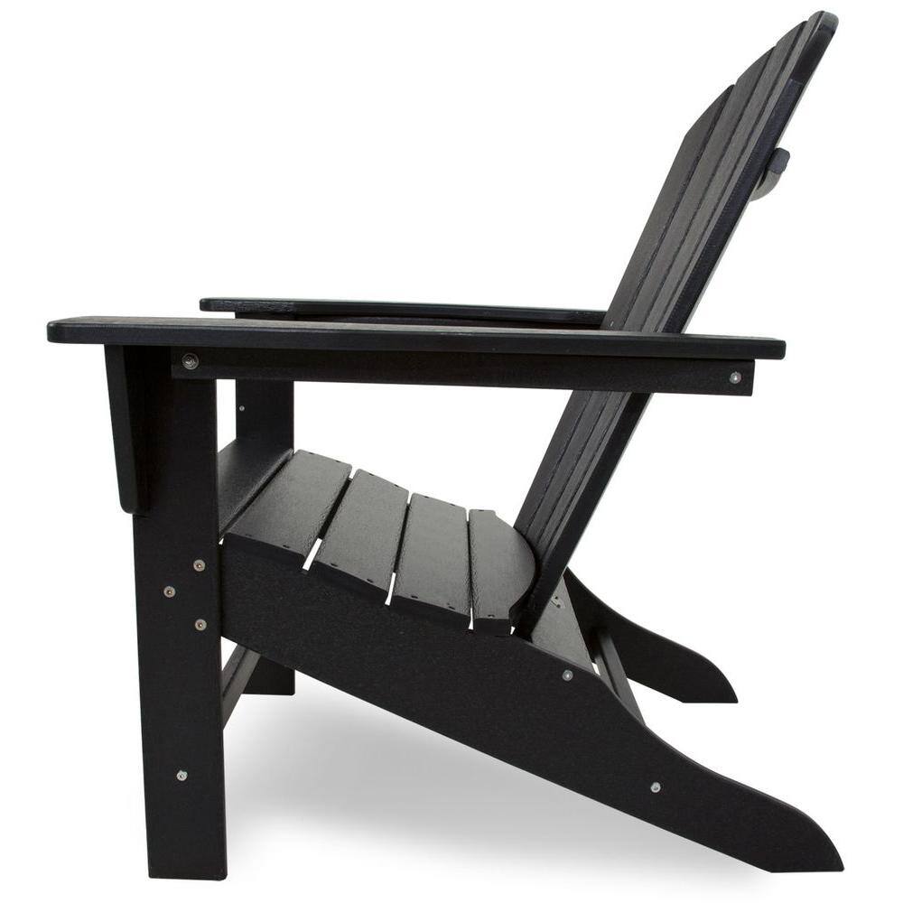 POLYWOOD South Beach Black Plastic Patio Adirondack Chair