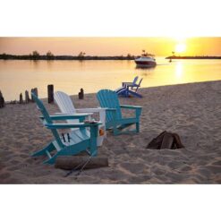 POLYWOOD South Beach Black Plastic Patio Adirondack Chair