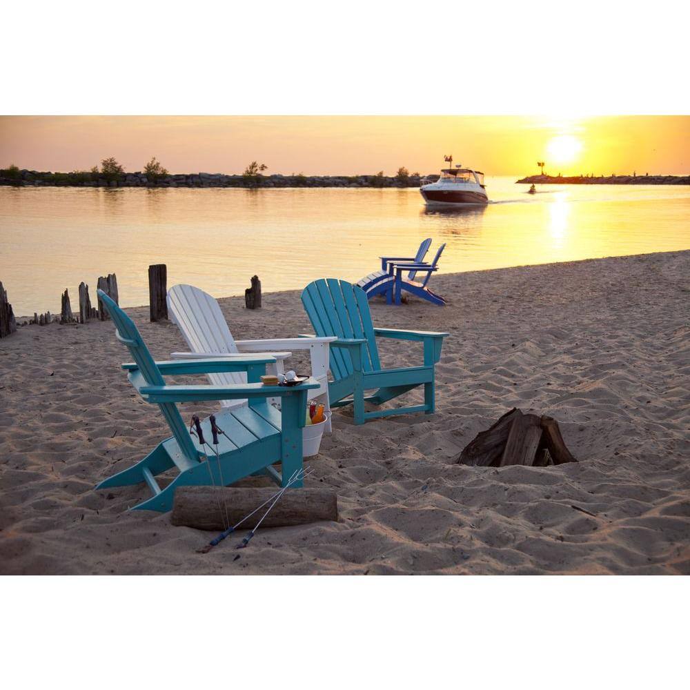 POLYWOOD South Beach Black Plastic Patio Adirondack Chair
