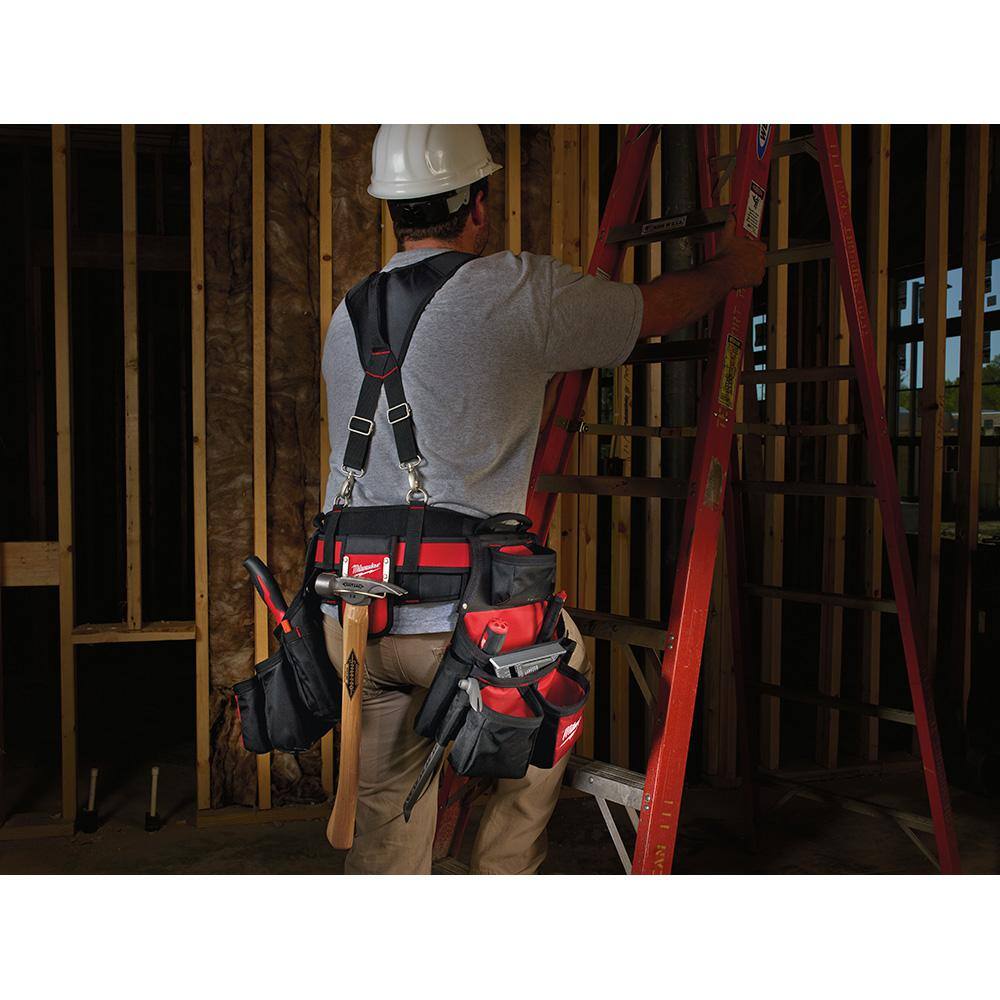 Milwaukee General Contractor Work Waist Tool Belt with Suspension Rig