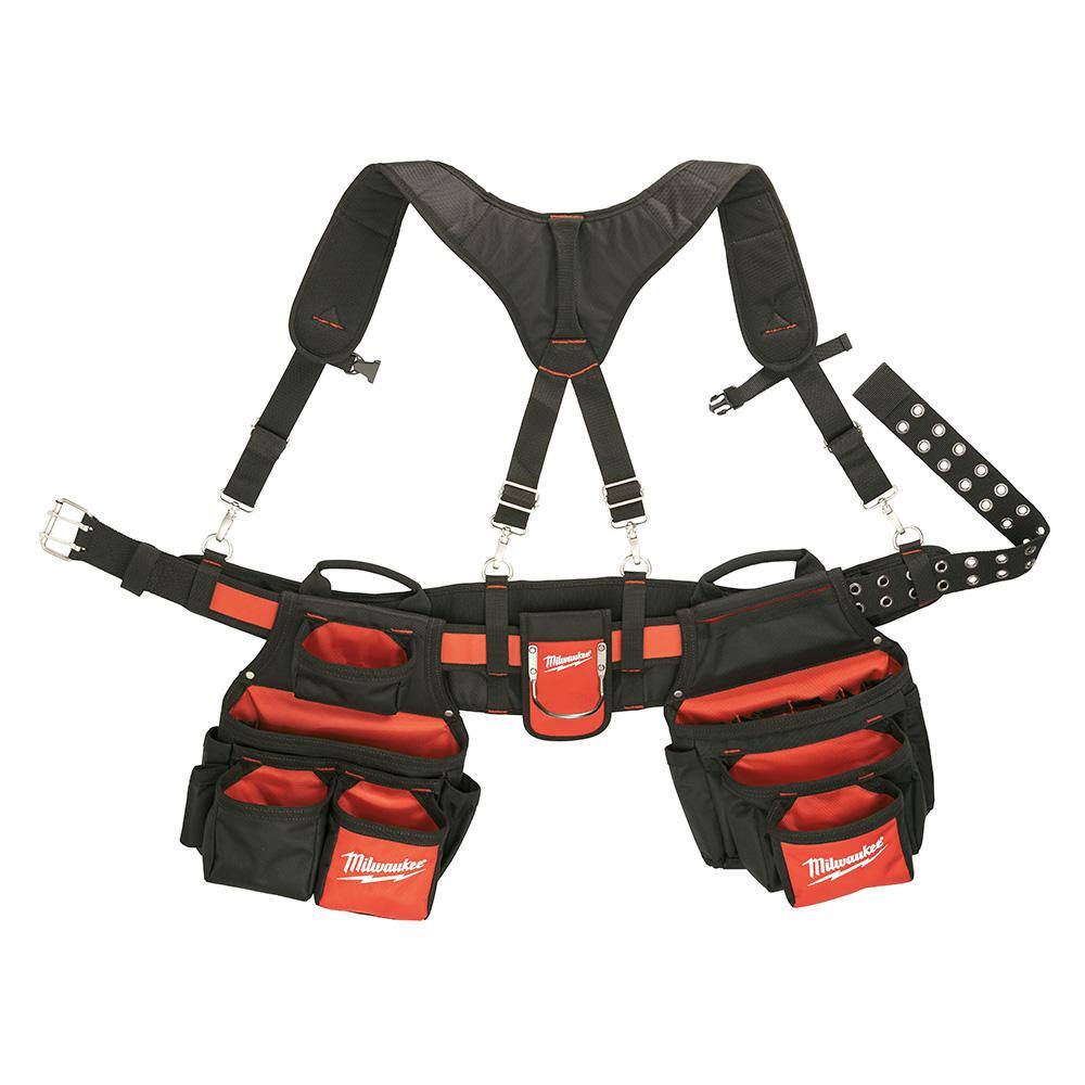 Milwaukee General Contractor Work Waist Tool Belt with Suspension Rig