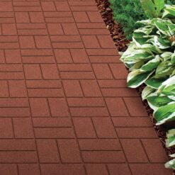 Vigoro 16 in. x 16 in. x 3/4 in. Red Dual-Sided Rubber Paver (60-Pack)