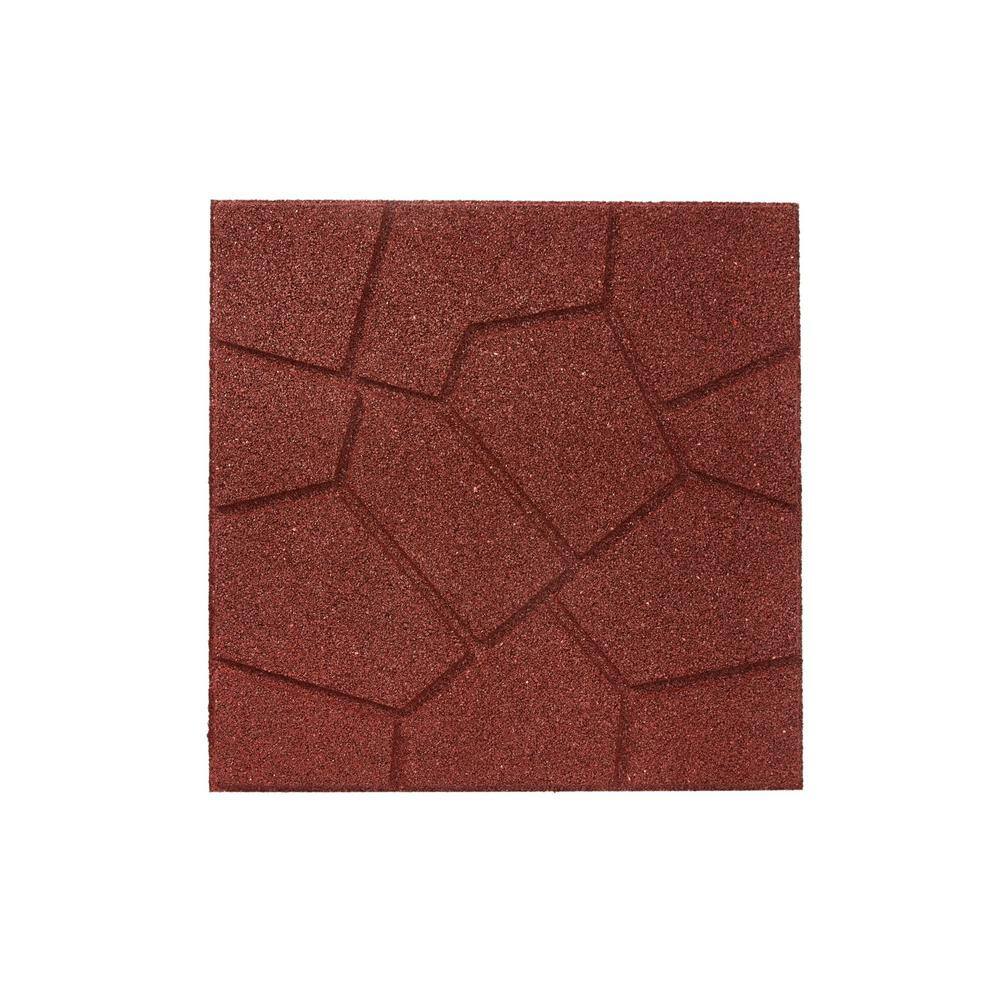 Vigoro 16 in. x 16 in. x 3/4 in. Red Dual-Sided Rubber Paver (60-Pack)